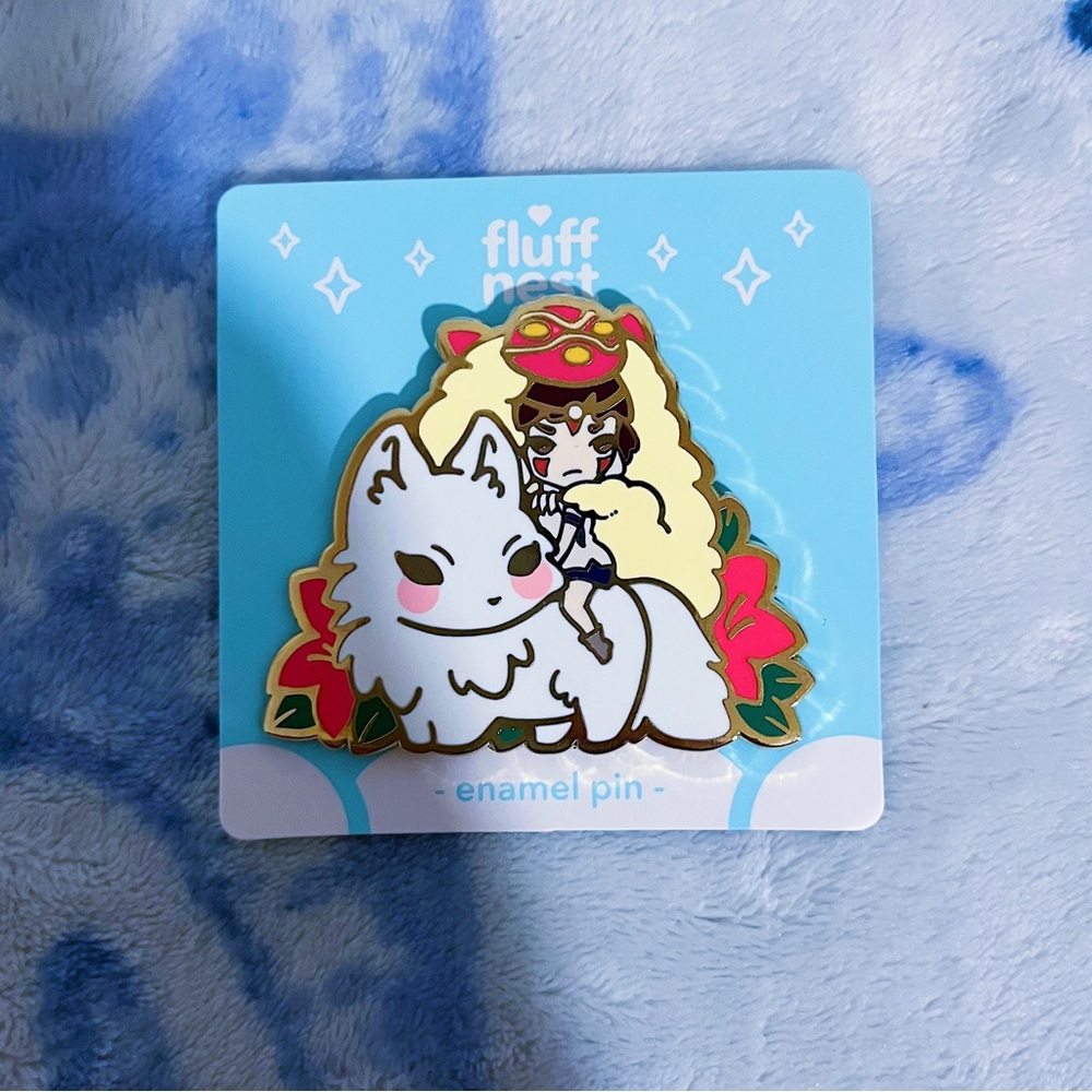 NWT 🐺🌳 Fluffnest Studio Ghibli Princess Mononoke San & Ashitaka Enamel Pins - Picture 3 of 6